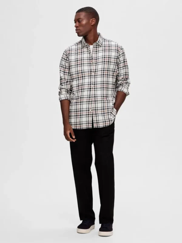 Skjorter>SELECTED LANGÆRMET FLANNEL SKJORTE Beige