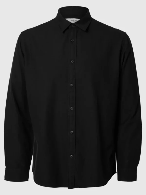 Skjorter>SELECTED LANGÆRMET FLANNEL-SKJORTE Black