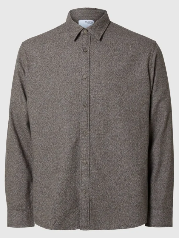 Skjorter>SELECTED LANGÆRMET FLANNEL-SKJORTE Brown