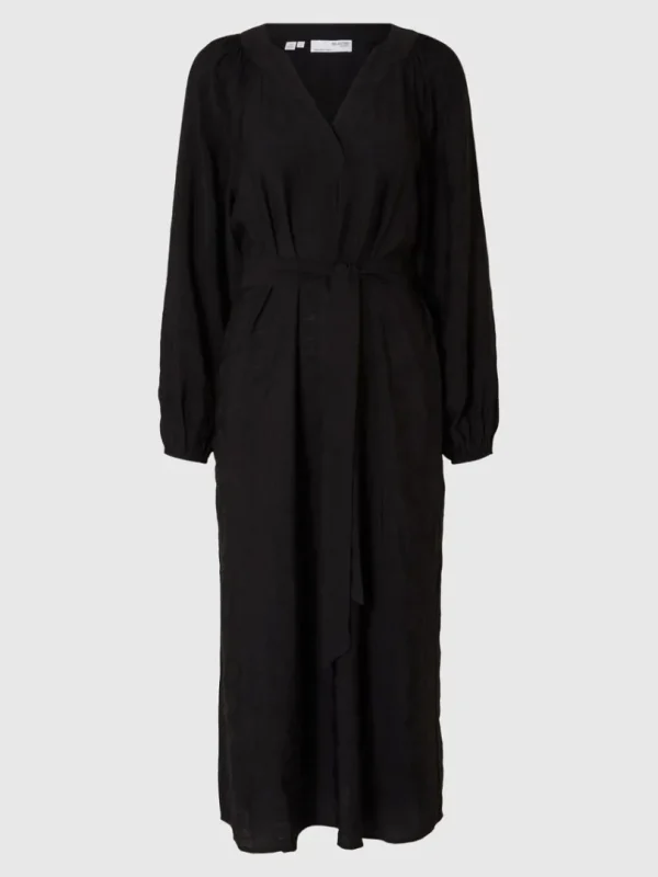 Kjoler>SELECTED LANGÆRMET MIDIKJOLE Black