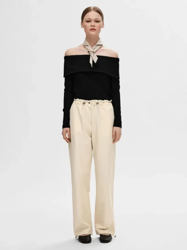 Toppe Og Bluser>SELECTED LANGÆRMET OFF-SHOULDER TOP Black