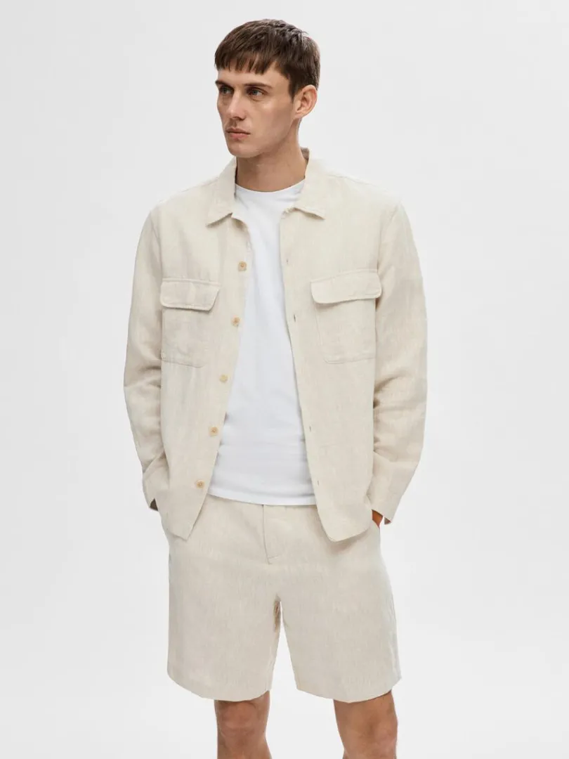langrmet_overshirt_0-3.webp Overtøj | Skjorter>SELECTED LANGÆRMET OVERSHIRT Beige