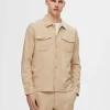 Overtøj | Skjorter>SELECTED LANGÆRMET OVERSHIRT Beige