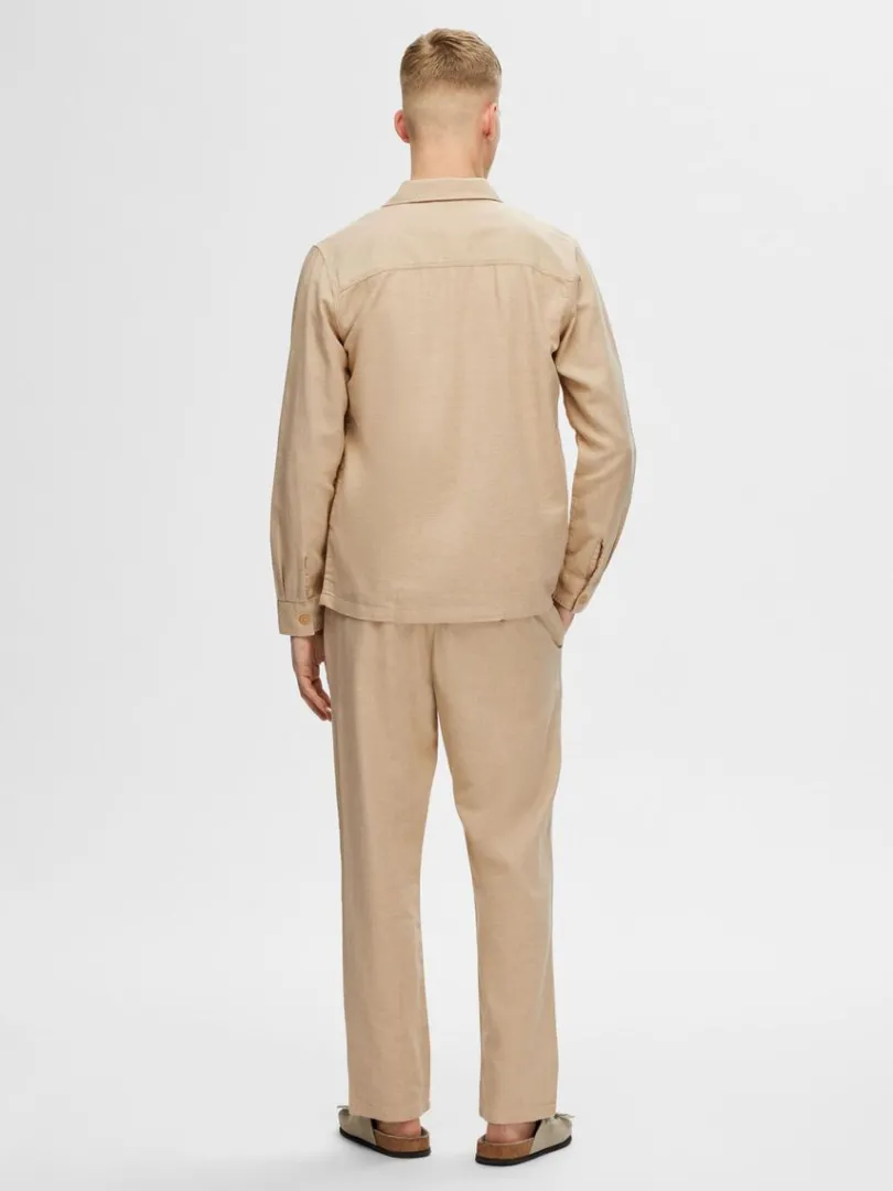 langrmet_overshirt_1-4.webp Overtøj | Skjorter>SELECTED LANGÆRMET OVERSHIRT Beige