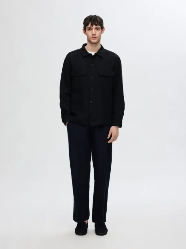 Overtøj | Skjorter>SELECTED LANGÆRMET OVERSHIRT Black