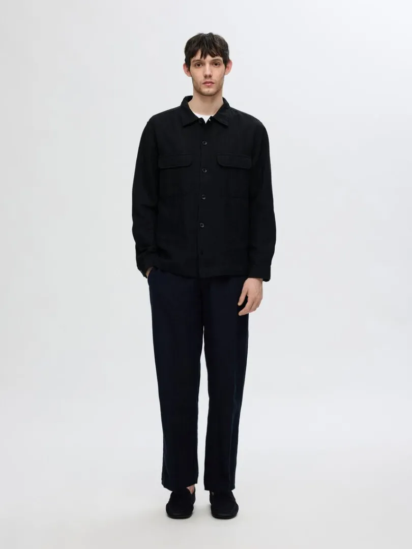 langrmet_overshirt_2-2.webp Overtøj | Skjorter>SELECTED LANGÆRMET OVERSHIRT Black