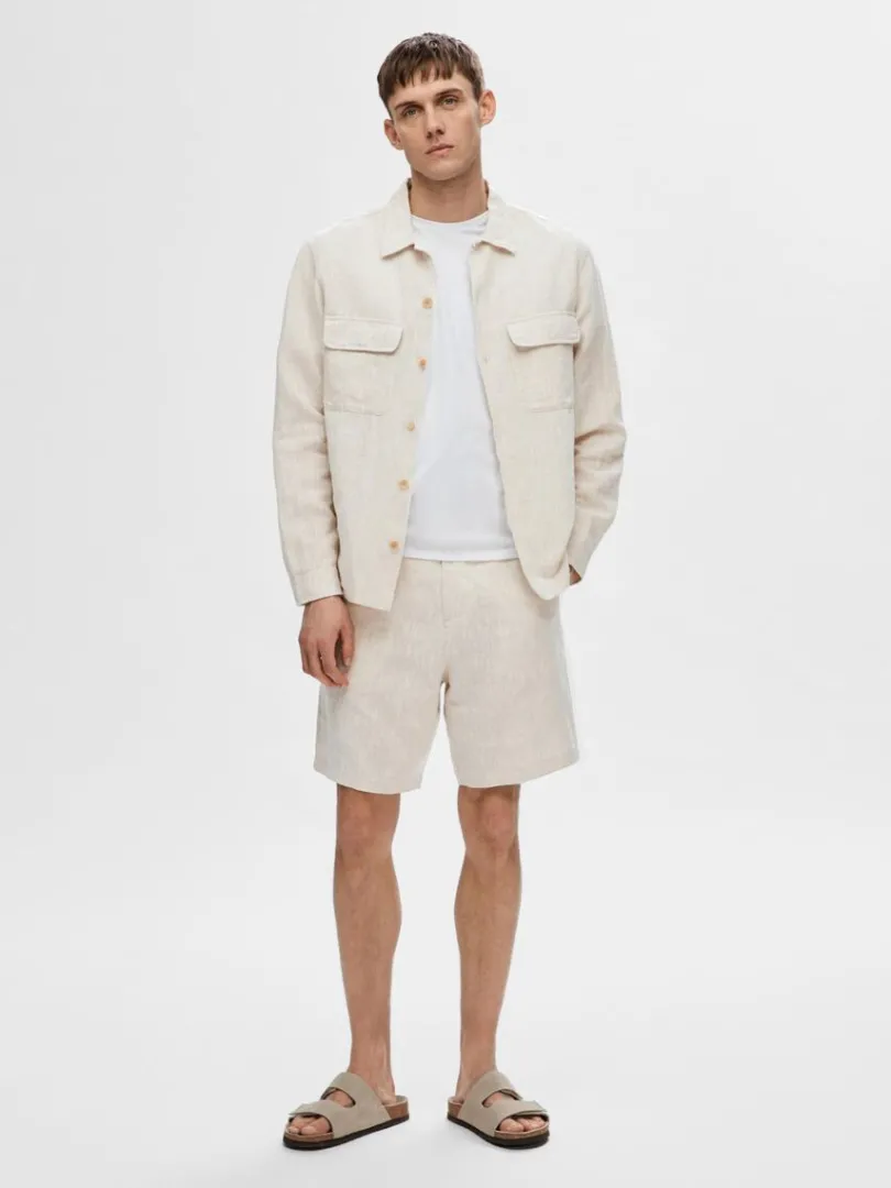 langrmet_overshirt_2-3.webp Overtøj | Skjorter>SELECTED LANGÆRMET OVERSHIRT Beige