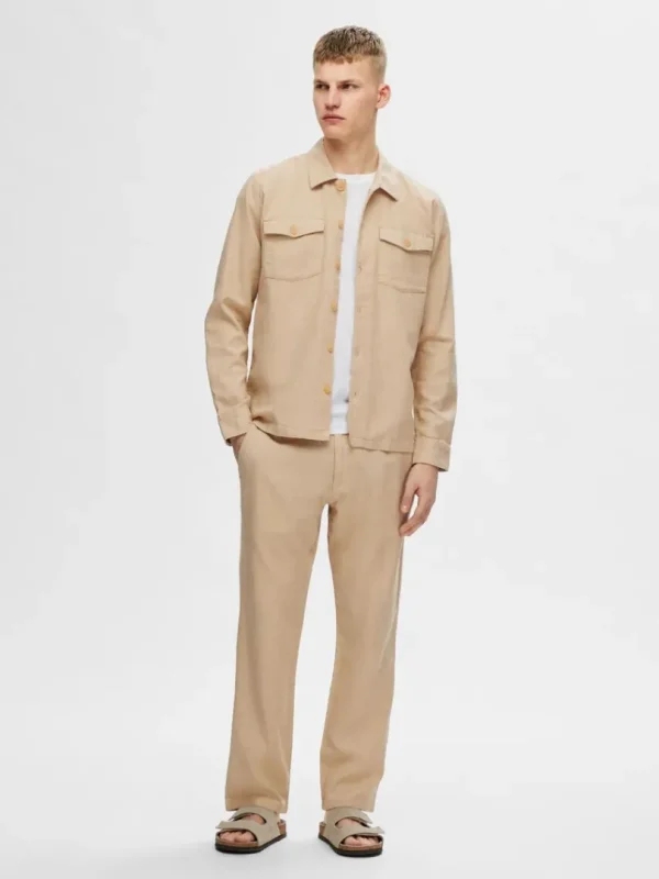 Overtøj | Skjorter>SELECTED LANGÆRMET OVERSHIRT Beige