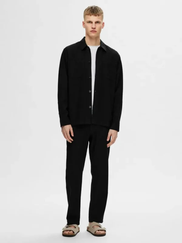 Overtøj | Skjorter>SELECTED LANGÆRMET OVERSHIRT Black