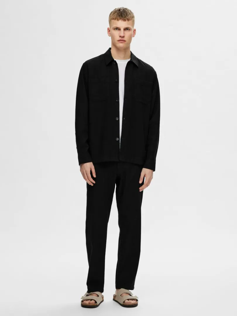 langrmet_overshirt_2.webp Overtøj | Skjorter>SELECTED LANGÆRMET OVERSHIRT Black