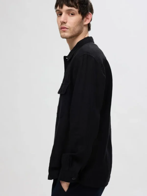 Overtøj | Skjorter>SELECTED LANGÆRMET OVERSHIRT Black