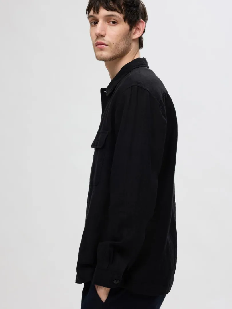 langrmet_overshirt_3-2.webp Overtøj | Skjorter>SELECTED LANGÆRMET OVERSHIRT Black