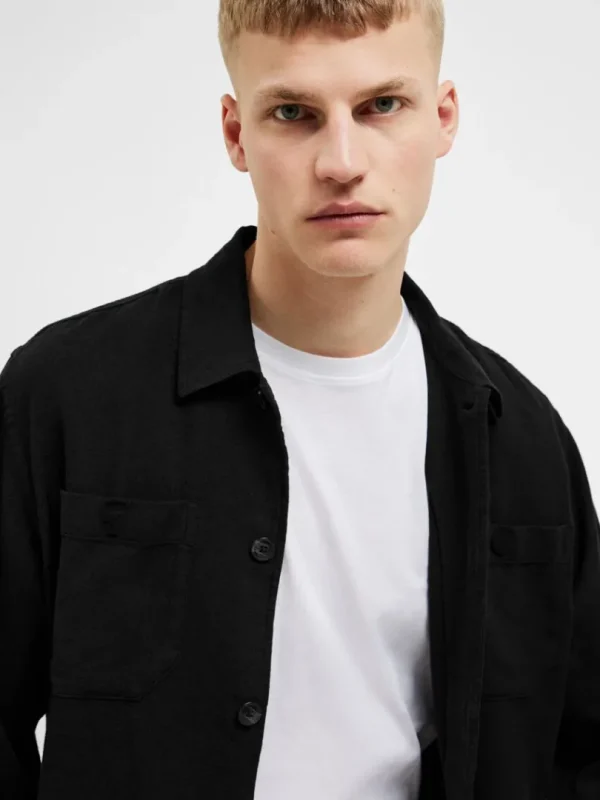 Overtøj | Skjorter>SELECTED LANGÆRMET OVERSHIRT Black