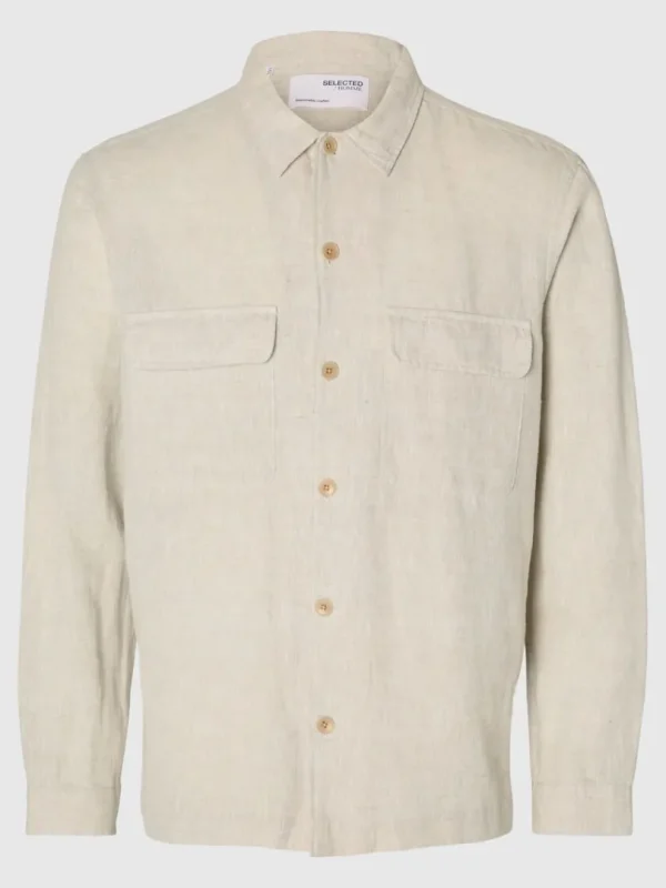 Overtøj | Skjorter>SELECTED LANGÆRMET OVERSHIRT Beige