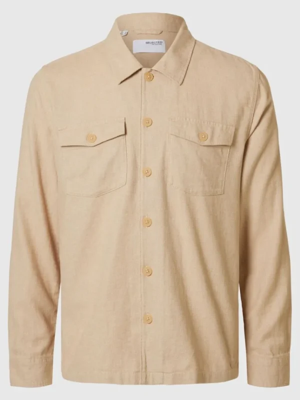 Overtøj | Skjorter>SELECTED LANGÆRMET OVERSHIRT Beige