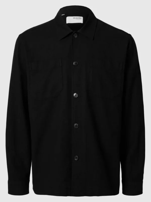 Overtøj | Skjorter>SELECTED LANGÆRMET OVERSHIRT Black