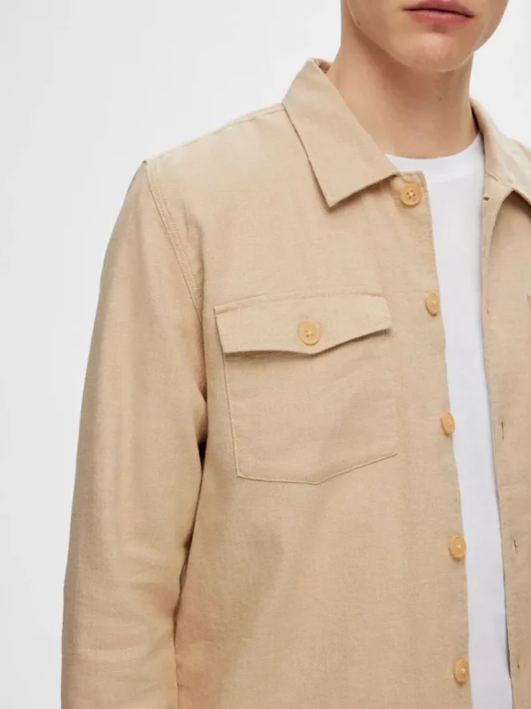 Overtøj | Skjorter>SELECTED LANGÆRMET OVERSHIRT Beige