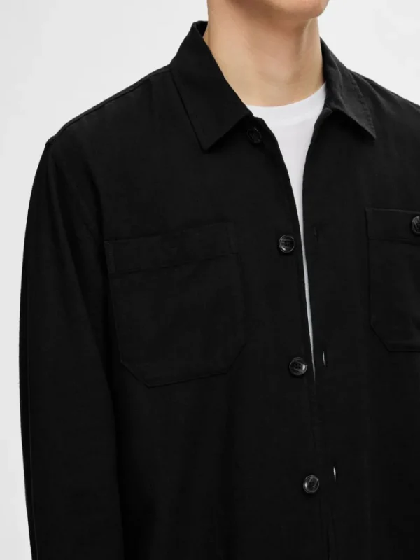 Overtøj | Skjorter>SELECTED LANGÆRMET OVERSHIRT Black