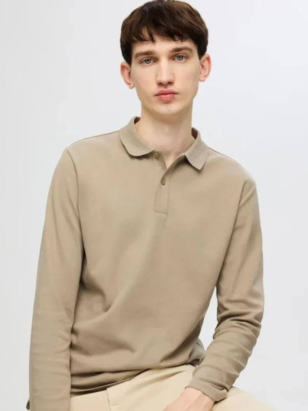 Poloer>SELECTED LANGÆRMET POLO Beige