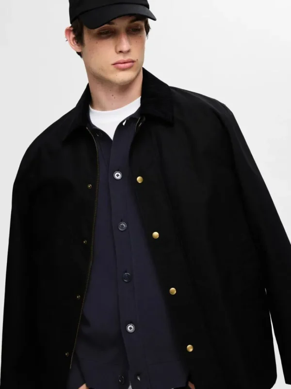 Strik>SELECTED LANGÆRMET POLO CARDIGAN Blue