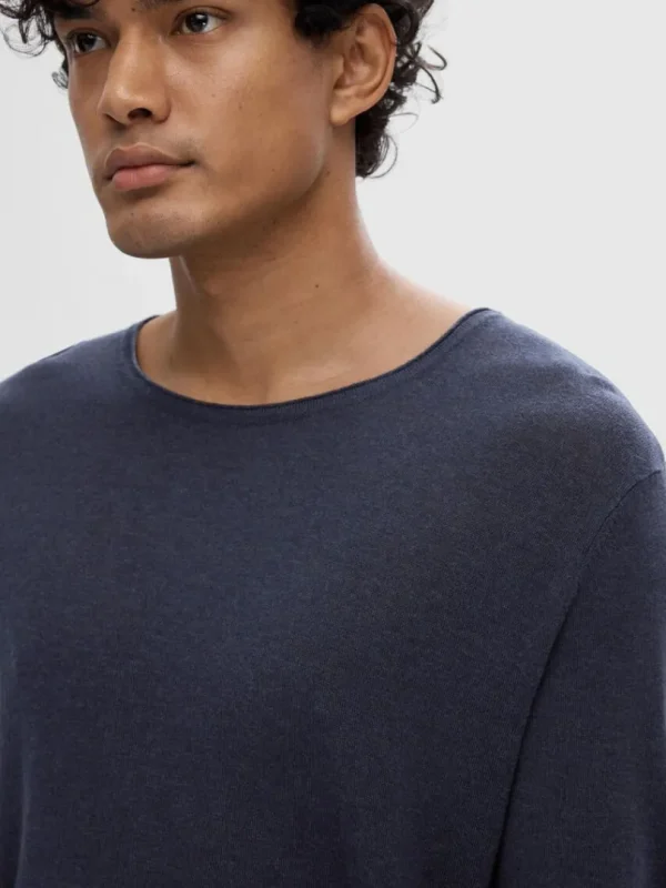 Strik>SELECTED LANGÆRMET PULLOVER Blue