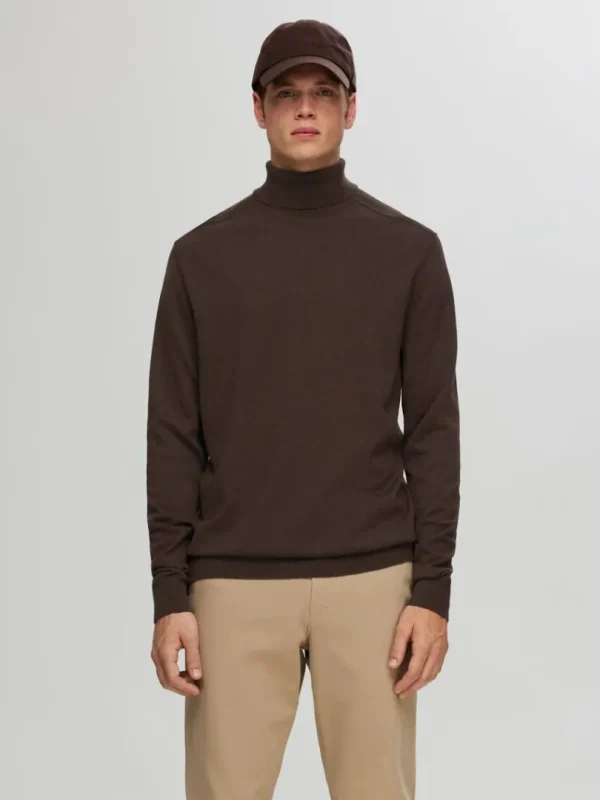 Strik>SELECTED LANGÆRMET RULLEKRAVE PULLOVER Brown