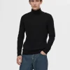 Strik>SELECTED LANGÆRMET RULLEKRAVE PULLOVER Black