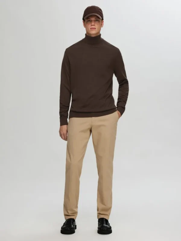 Strik>SELECTED LANGÆRMET RULLEKRAVE PULLOVER Brown