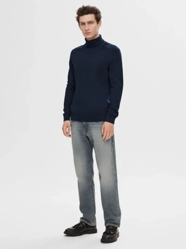 Strik>SELECTED LANGÆRMET RULLEKRAVE PULLOVER Blue