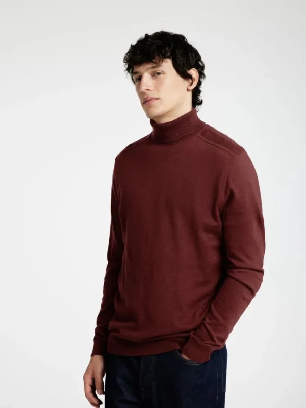 Strik>SELECTED LANGÆRMET RULLEKRAVE PULLOVER Bordeaux