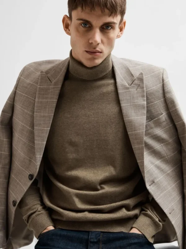 Strik>SELECTED LANGÆRMET RULLEKRAVE PULLOVER Brown
