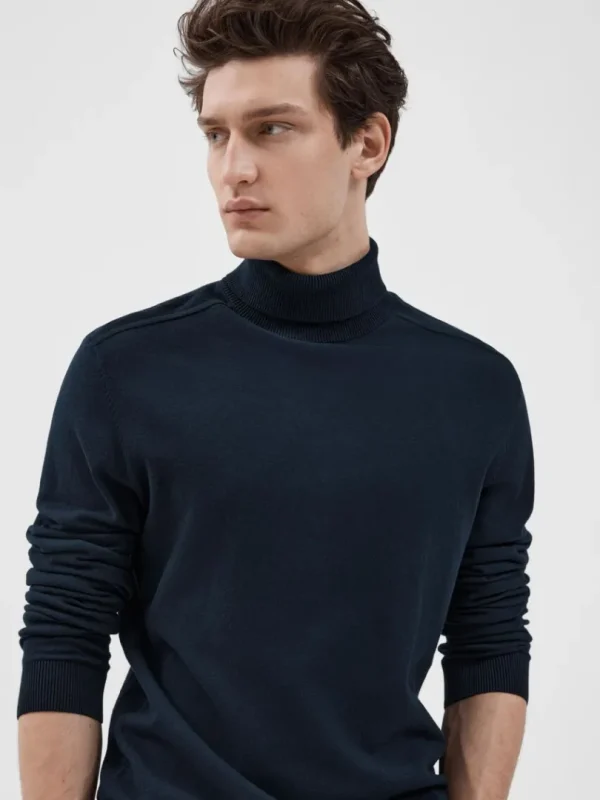 Strik>SELECTED LANGÆRMET RULLEKRAVE PULLOVER Blue