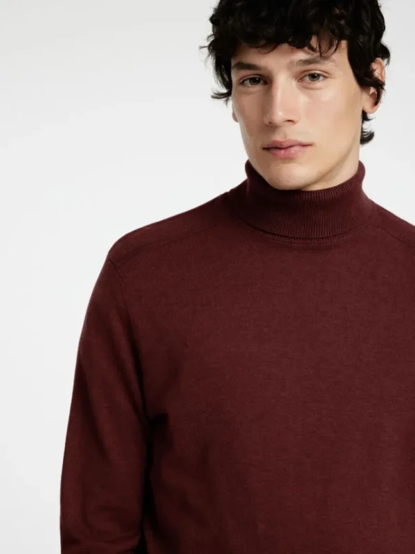 Strik>SELECTED LANGÆRMET RULLEKRAVE PULLOVER Bordeaux