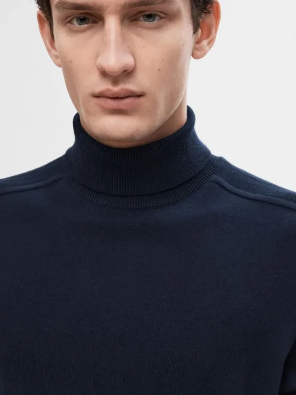 Strik>SELECTED LANGÆRMET RULLEKRAVE PULLOVER Blue