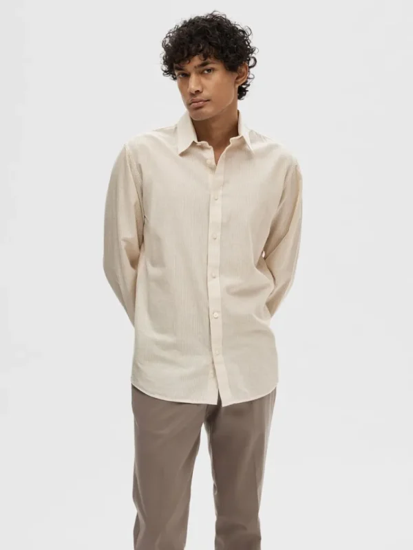 Skjorter>SELECTED LANGÆRMET SKJORTE Beige