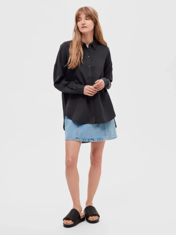 Skjorter>SELECTED LANGÆRMET SKJORTE Black