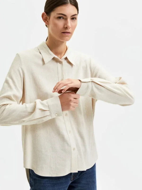 Skjorter>SELECTED LANGÆRMET SKJORTE Beige