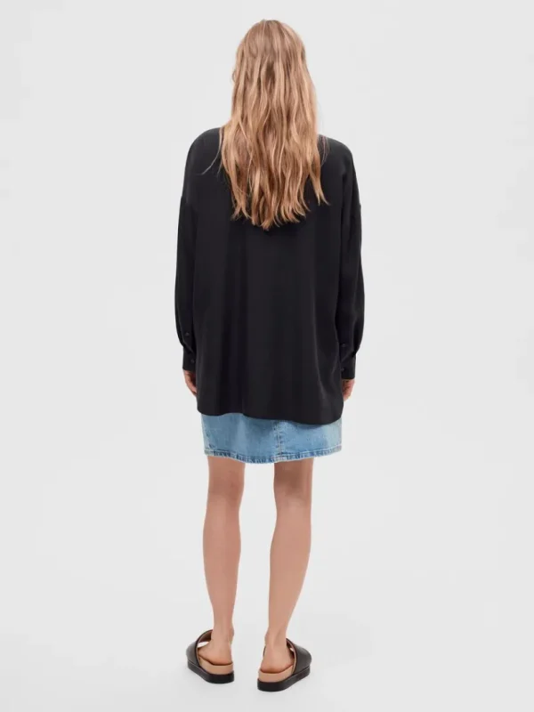 Skjorter>SELECTED LANGÆRMET SKJORTE Black