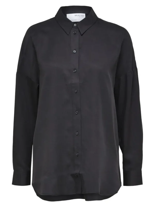 Skjorter>SELECTED LANGÆRMET SKJORTE Black