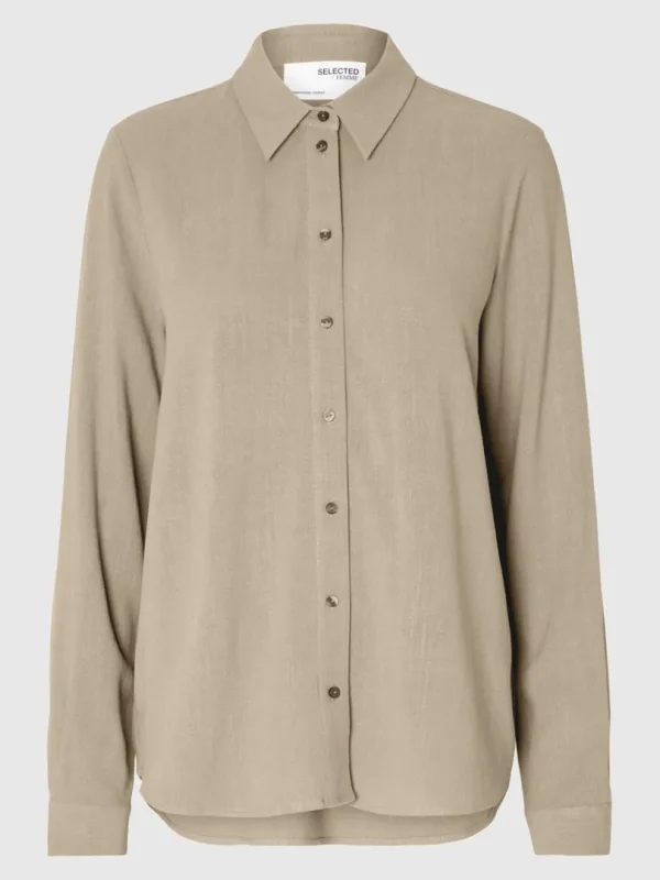 Skjorter>SELECTED LANGÆRMET SKJORTE Beige
