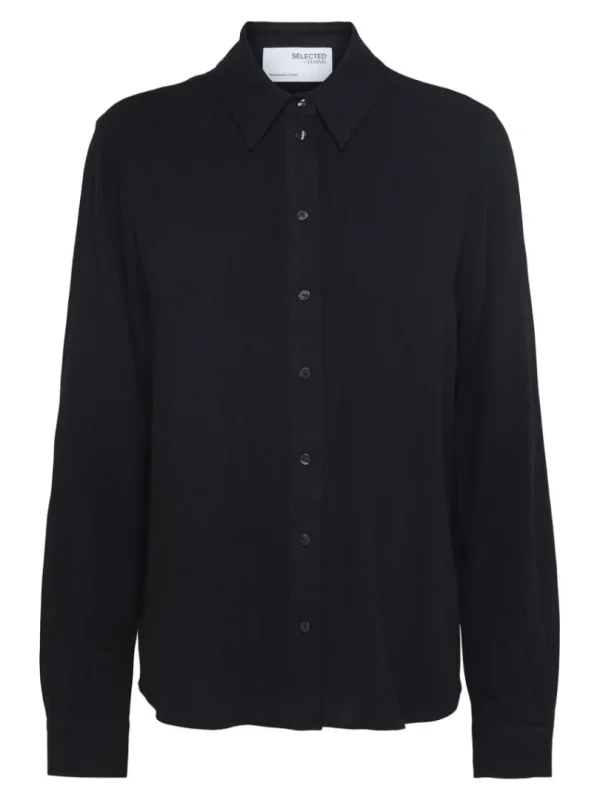 Skjorter>SELECTED LANGÆRMET SKJORTE Black