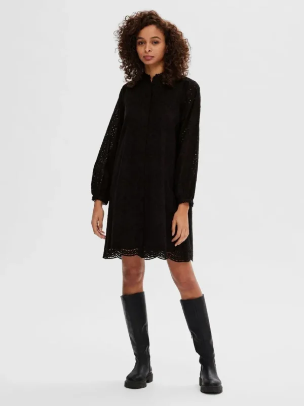 Kjoler>SELECTED LANGÆRMET SKJORTEKJOLE Black