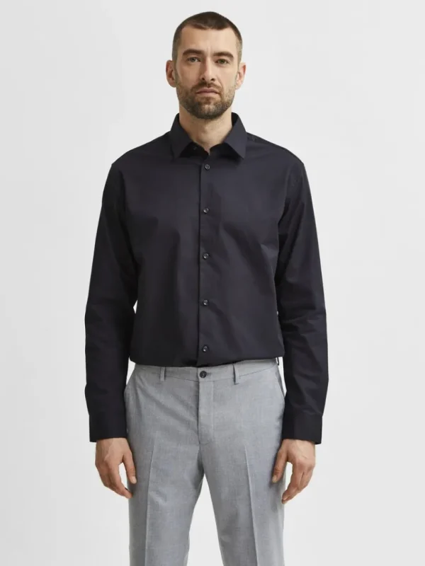 Skjorter>SELECTED LANGÆRMET SLIM FIT SKJORTE Black