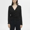 Toppe Og Bluser>SELECTED LANGÆRMET SLÅ-OM BLUSE Black