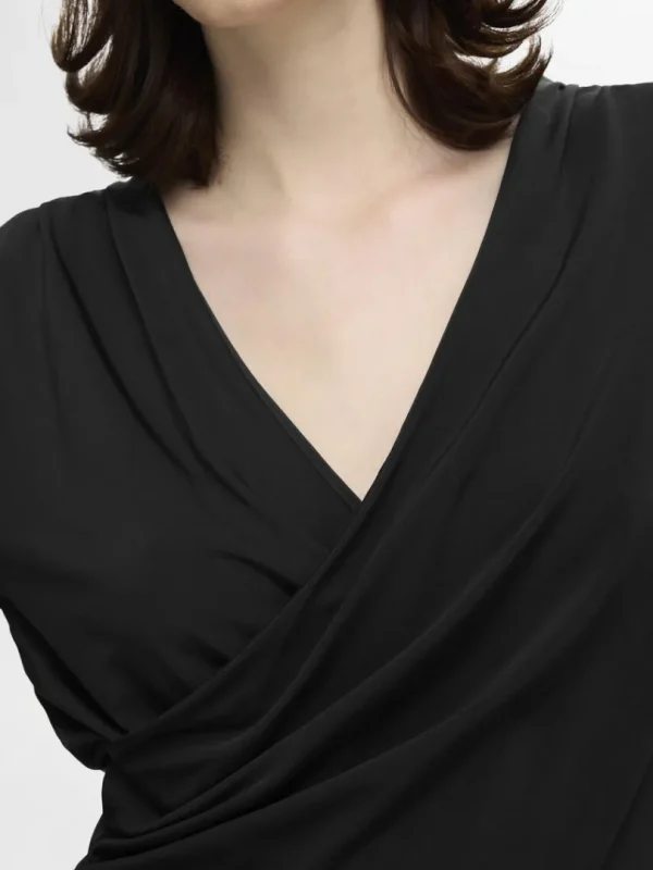 Toppe Og Bluser>SELECTED LANGÆRMET SLÅ-OM BLUSE Black