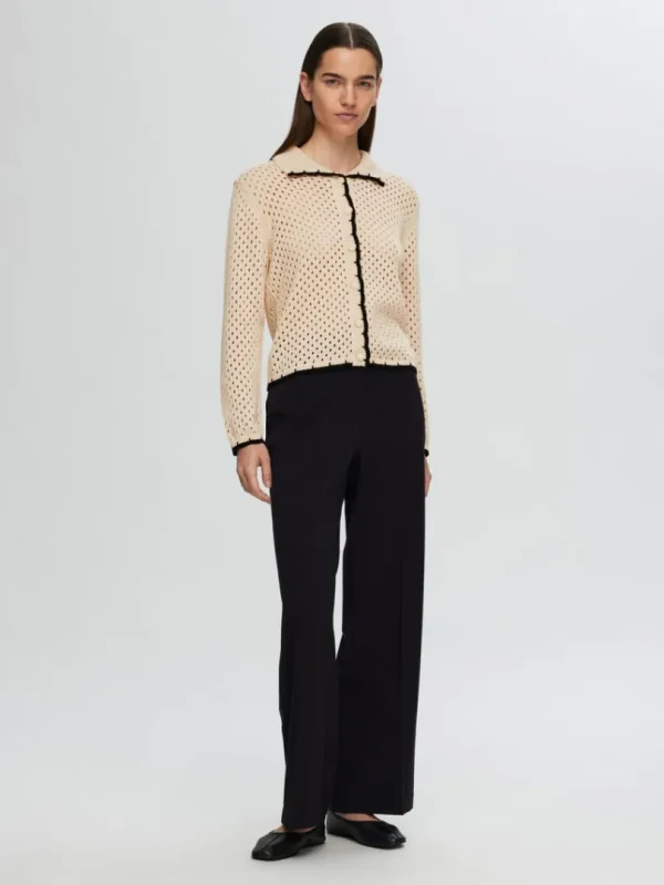 Strik>SELECTED LANGÆRMET STRIKKET CARDIGAN Beige