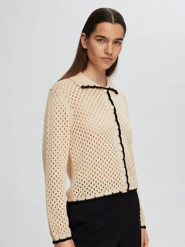 Strik>SELECTED LANGÆRMET STRIKKET CARDIGAN Beige