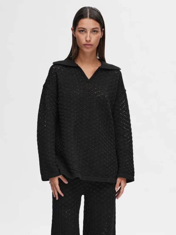Toppe Og Bluser | Strik>SELECTED LANGÆRMET STRIKKET TOP Black