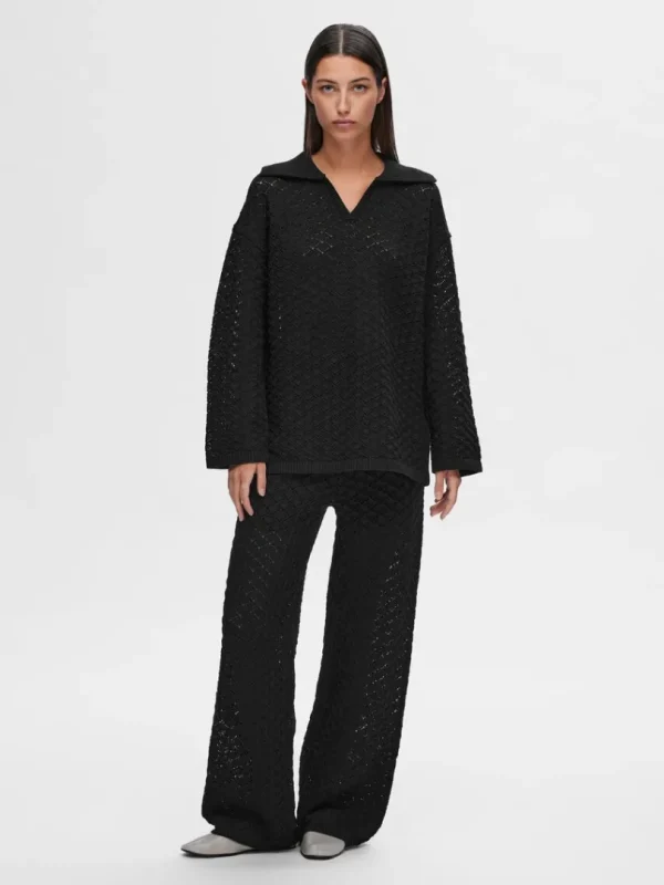 Toppe Og Bluser | Strik>SELECTED LANGÆRMET STRIKKET TOP Black