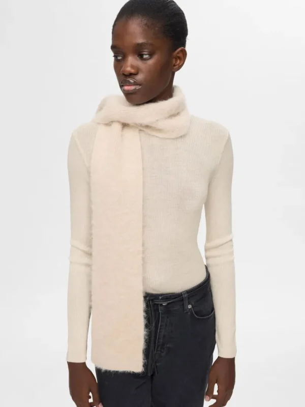Strik>SELECTED LANGÆRMET STRIKKET TOP Beige